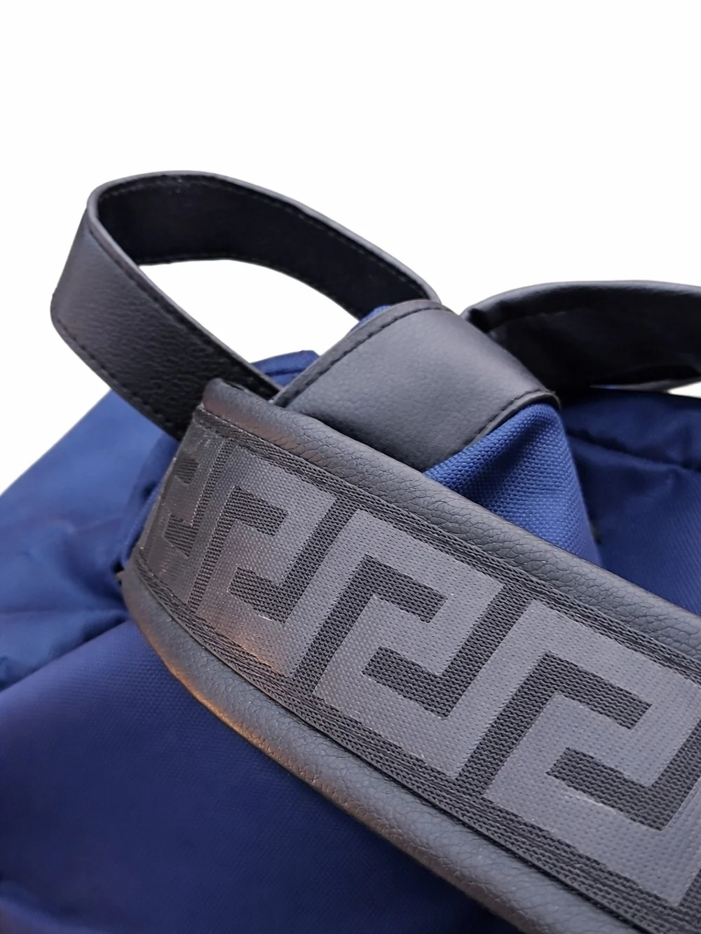 Versace Blue and Black Canvas & Leather Drawstring Backpack